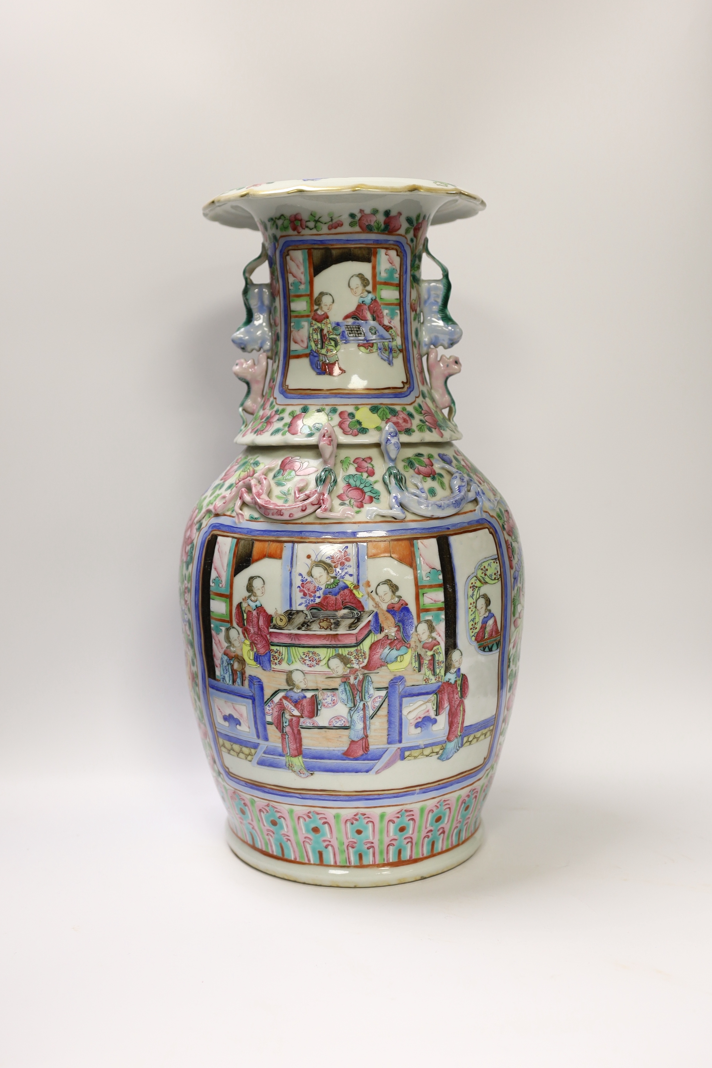 A 19th century Chinese famille rose baluster vase, 42cm